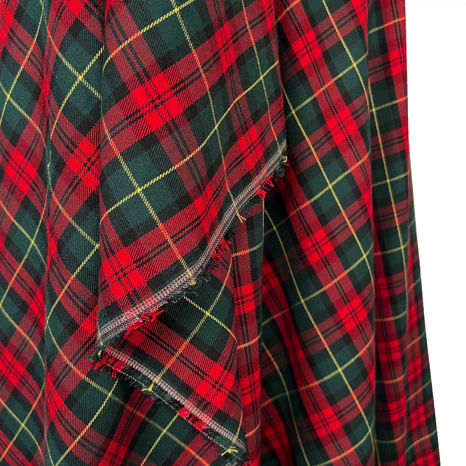 Tartan Aoife Polyester Viscose Red Green Check Dress Fabric Hang