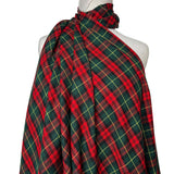 Tartan Aoife Polyester Viscose Red Green Check Dress Fabric Mannequin