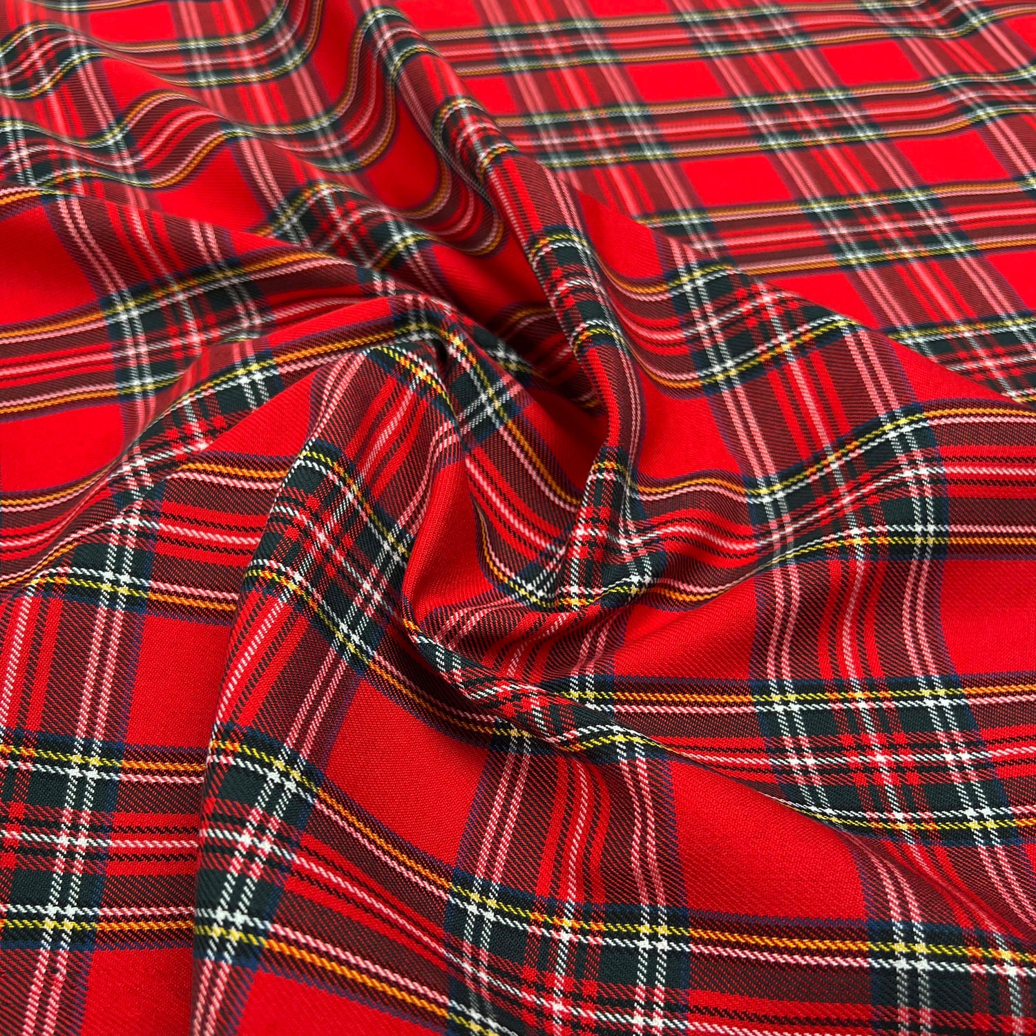Tartan Ewan Polyester Viscose Red Royal Stewart Check Dress Fabric CU