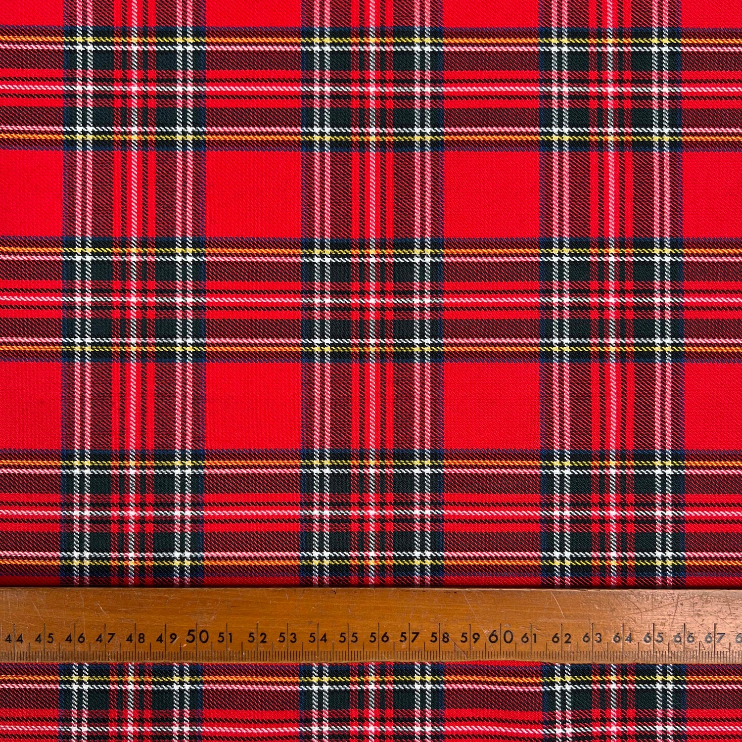 Tartan Ewan Polyester Viscose Red Royal Stewart Check Dress Fabric Ruler