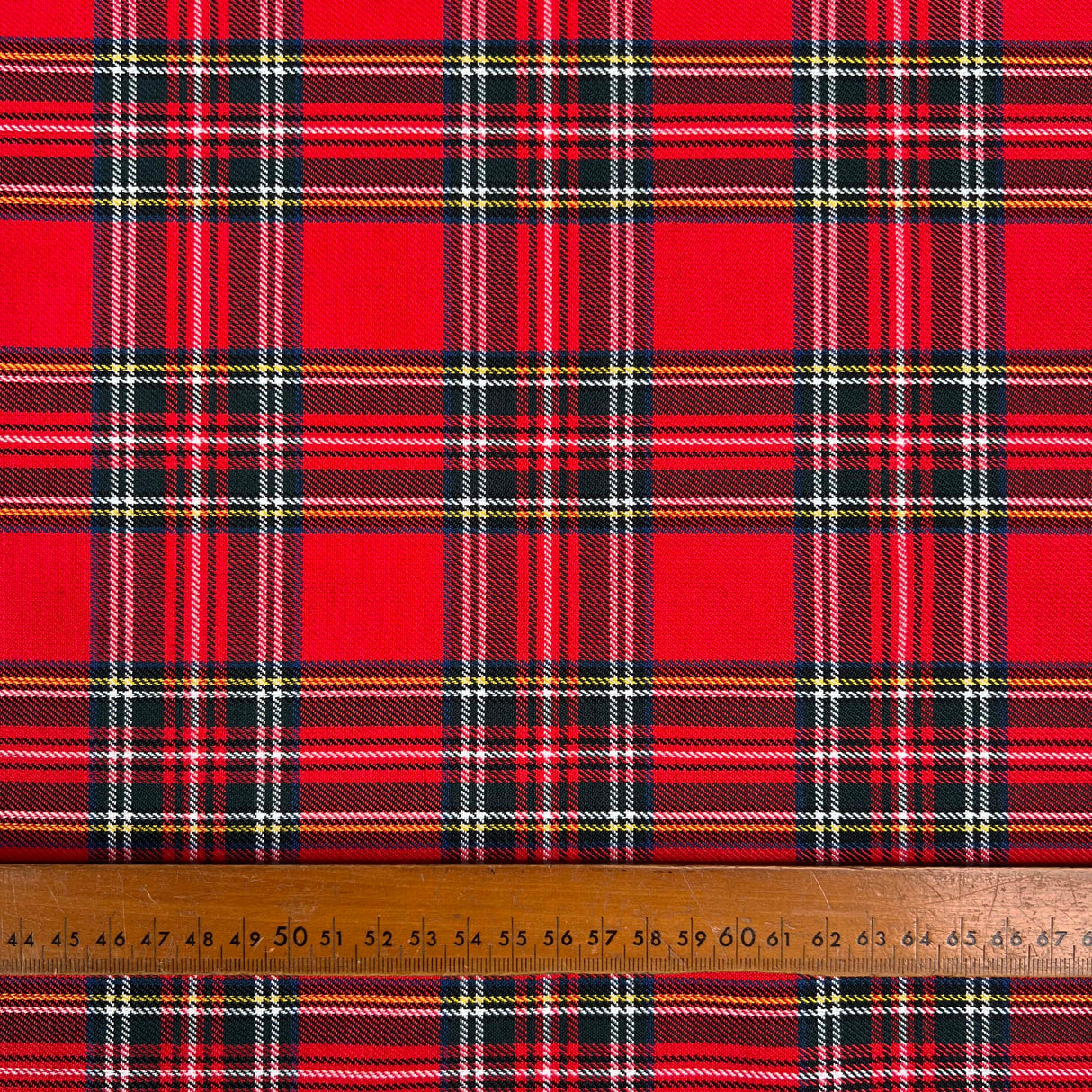 Tartan Ewan Polyester Viscose Red Royal Stewart Check Dress Fabric Ruler