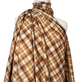Tartan Lachlan Polyester Viscose Caramel Rust Orange Check Dress Fabric Mannequin