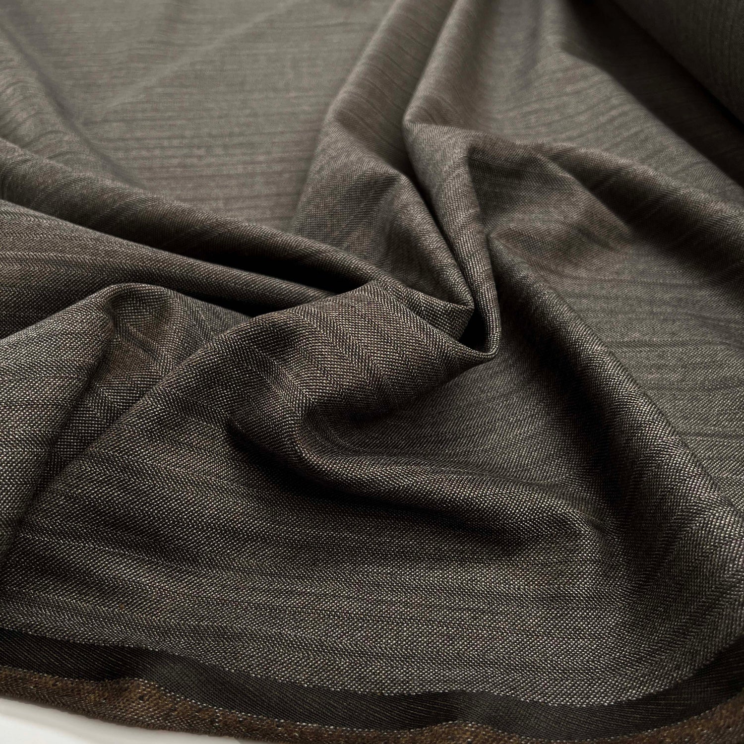Taylor & Lodge Special Brown Polyester Wool British Yorkshire Pinstripe Suiting Fabric CU
