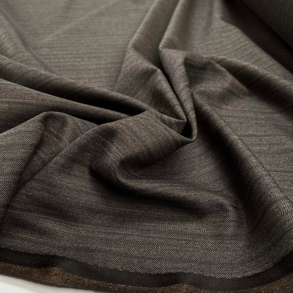 Taylor & Lodge Special Brown Polyester Wool British Yorkshire Pinstripe Suiting Fabric CU