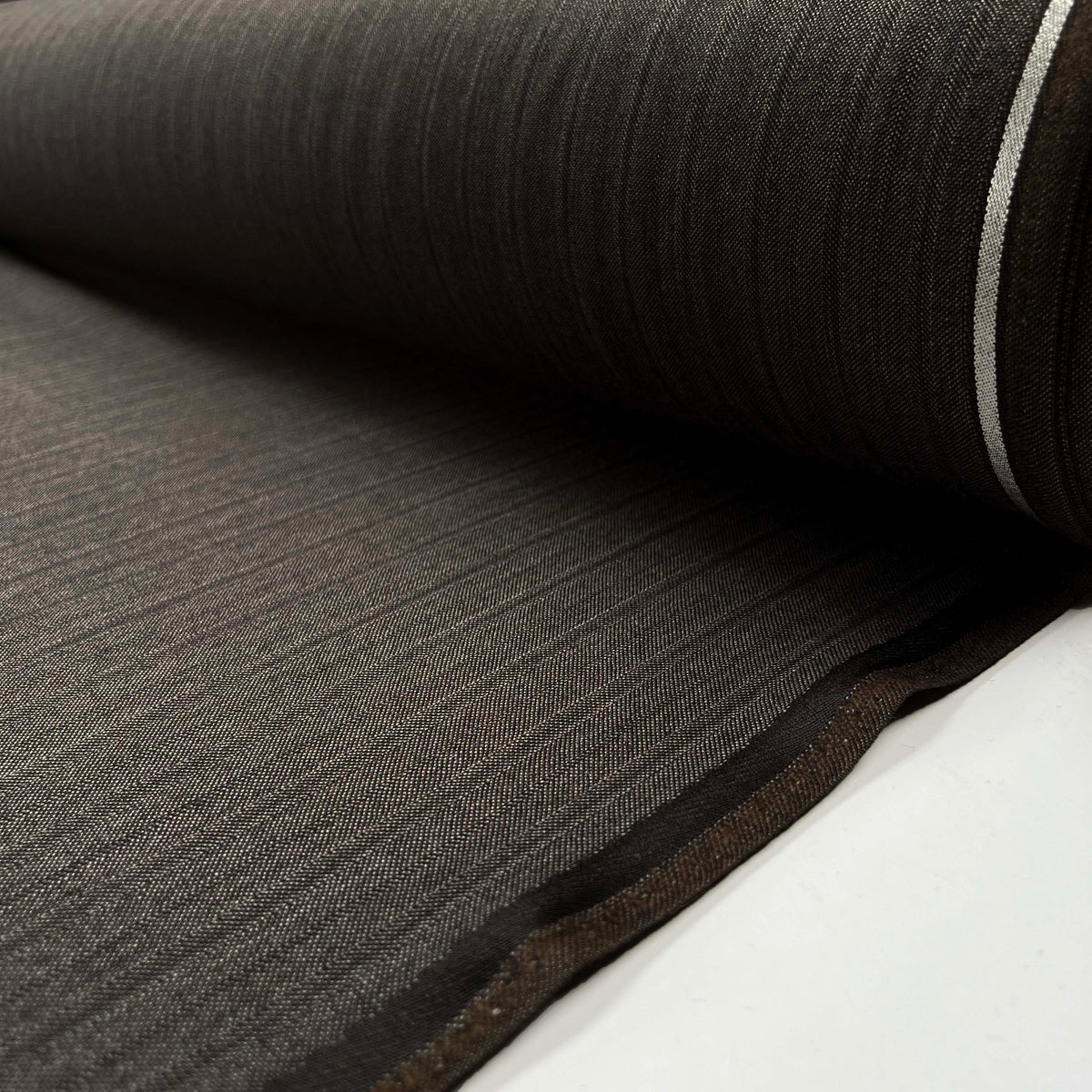 Taylor & Lodge Special Brown Polyester Wool British Yorkshire Pinstripe Suiting Fabric Roll
