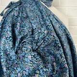 Cotton Sateen Blue Ditsy Floral Dressmaking Fabric Tea Dance CU