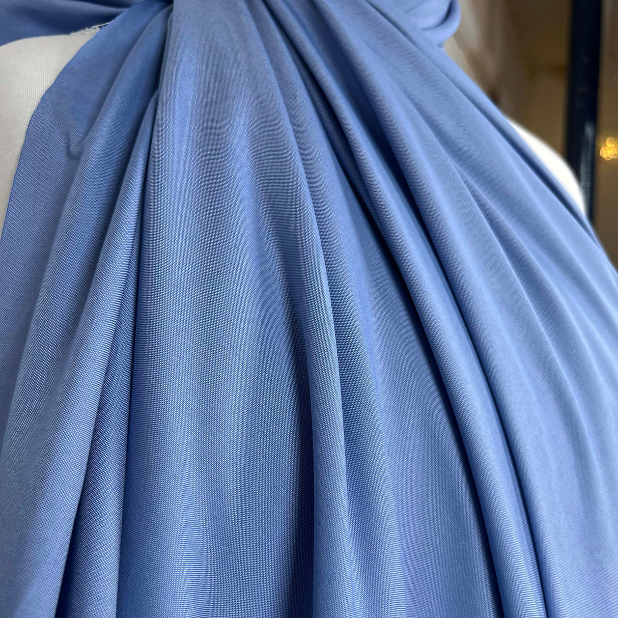 The Big Reveal Blue Plain Cotton Italian Chambray Fabric CU