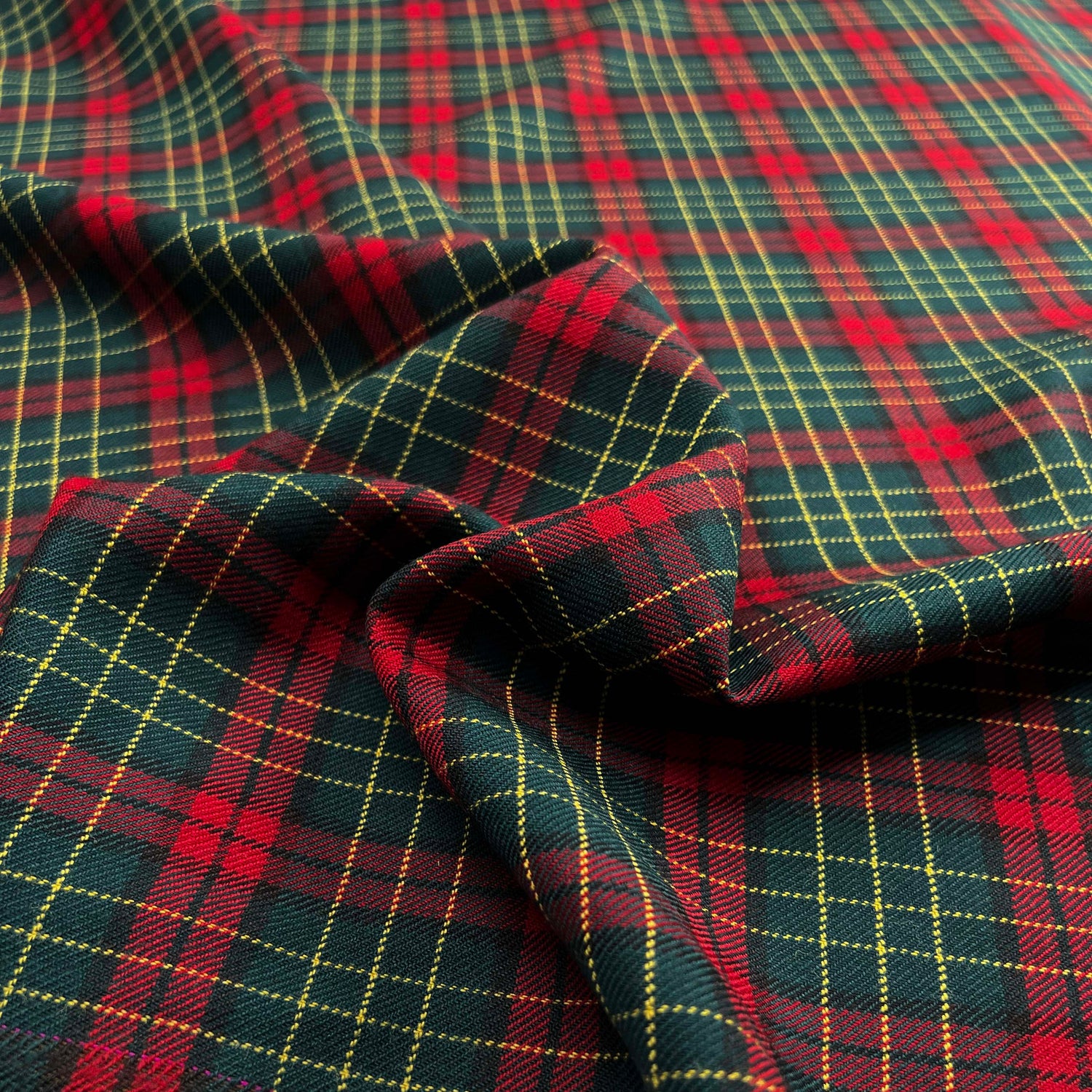 The Traitor Dark Red Green Check Wool Suiting Fabric CU