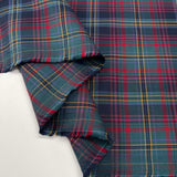 Thistle Check Flannel Cotton Teal Red Woven Shirting Fabric Fold