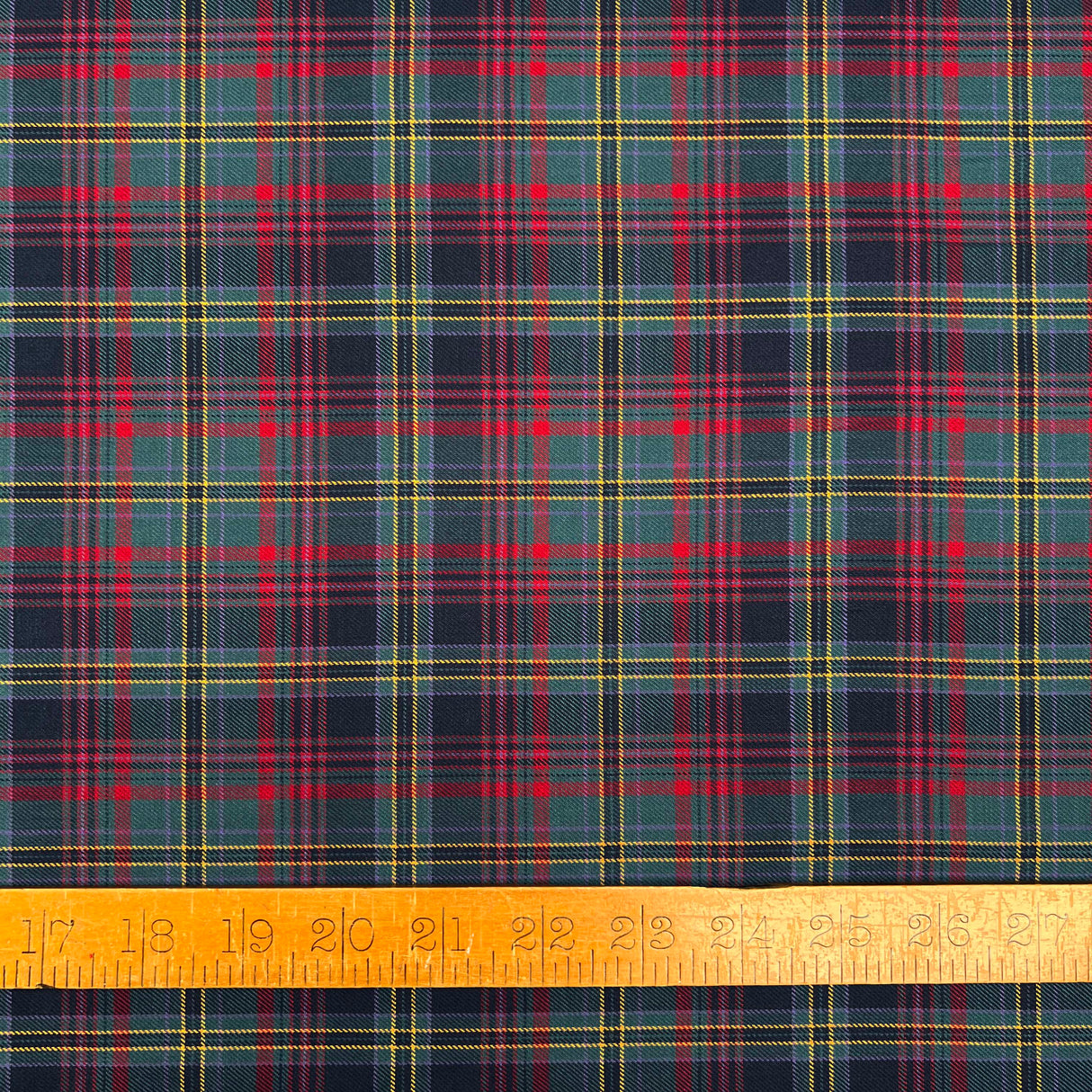 Thistle Check Flannel Cotton Teal Red Woven Shirting Fabric Rule