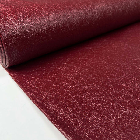 Thrille Red Faux Leather Polyester Grey Brushed Reverse Crackle Fabric Bolt