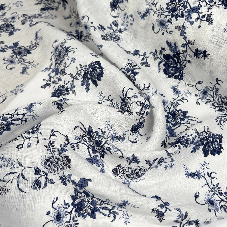 Blue White Floral Ex-Designer Dress Fabric