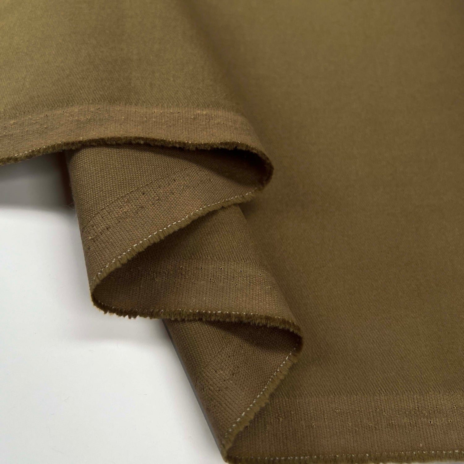 Light Brown Italian Ex-Designer Brushed Cotton Chino Fabric Tom Tom Fold
