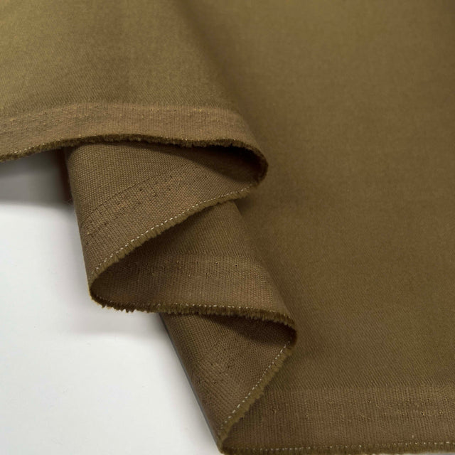 Light Brown Italian Ex-Designer Brushed Cotton Chino Fabric Tom Tom Fold