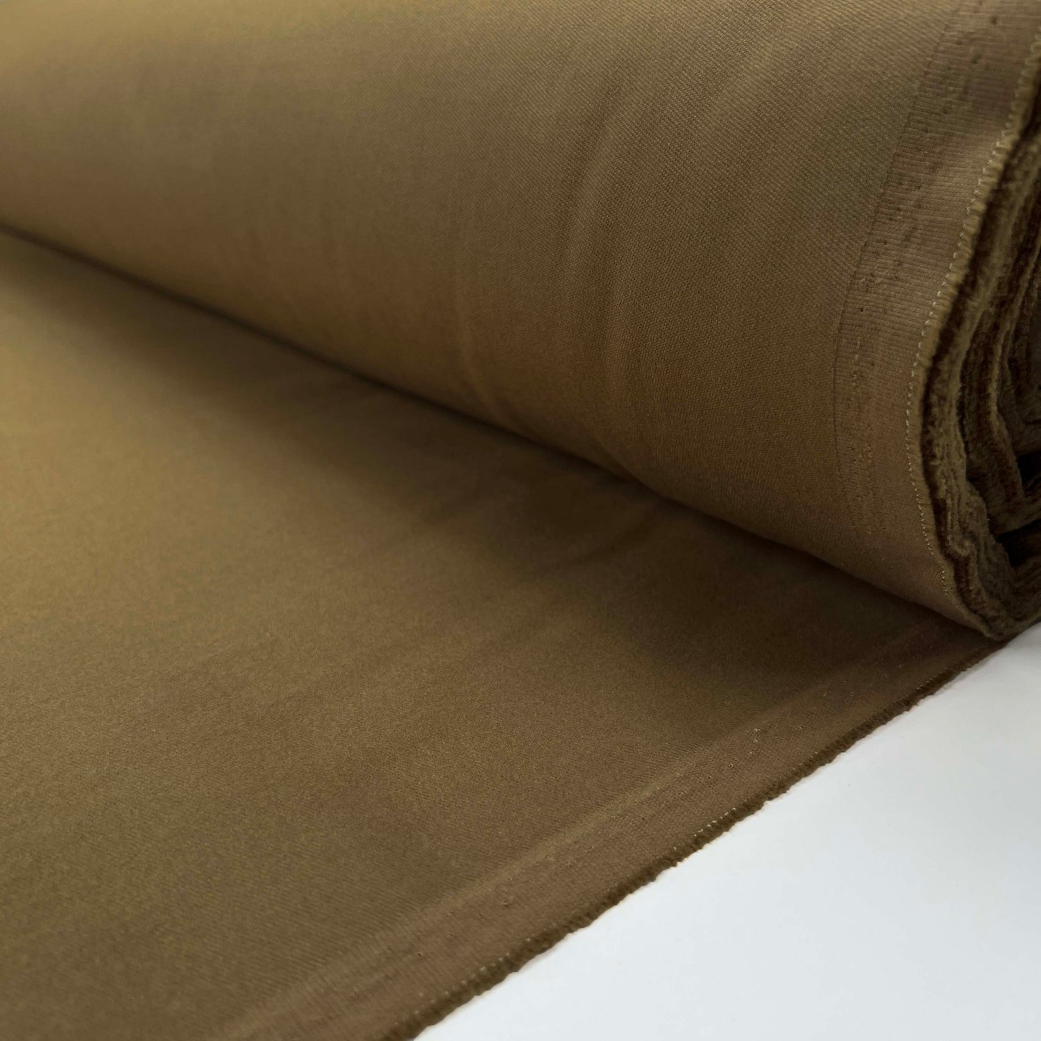 Light Brown Italian Ex-Designer Brushed Cotton Chino Fabric Tom Tom Roll