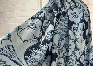 Ex Designer Denim Cotton Blue Large Floral Print Italian Toscana
