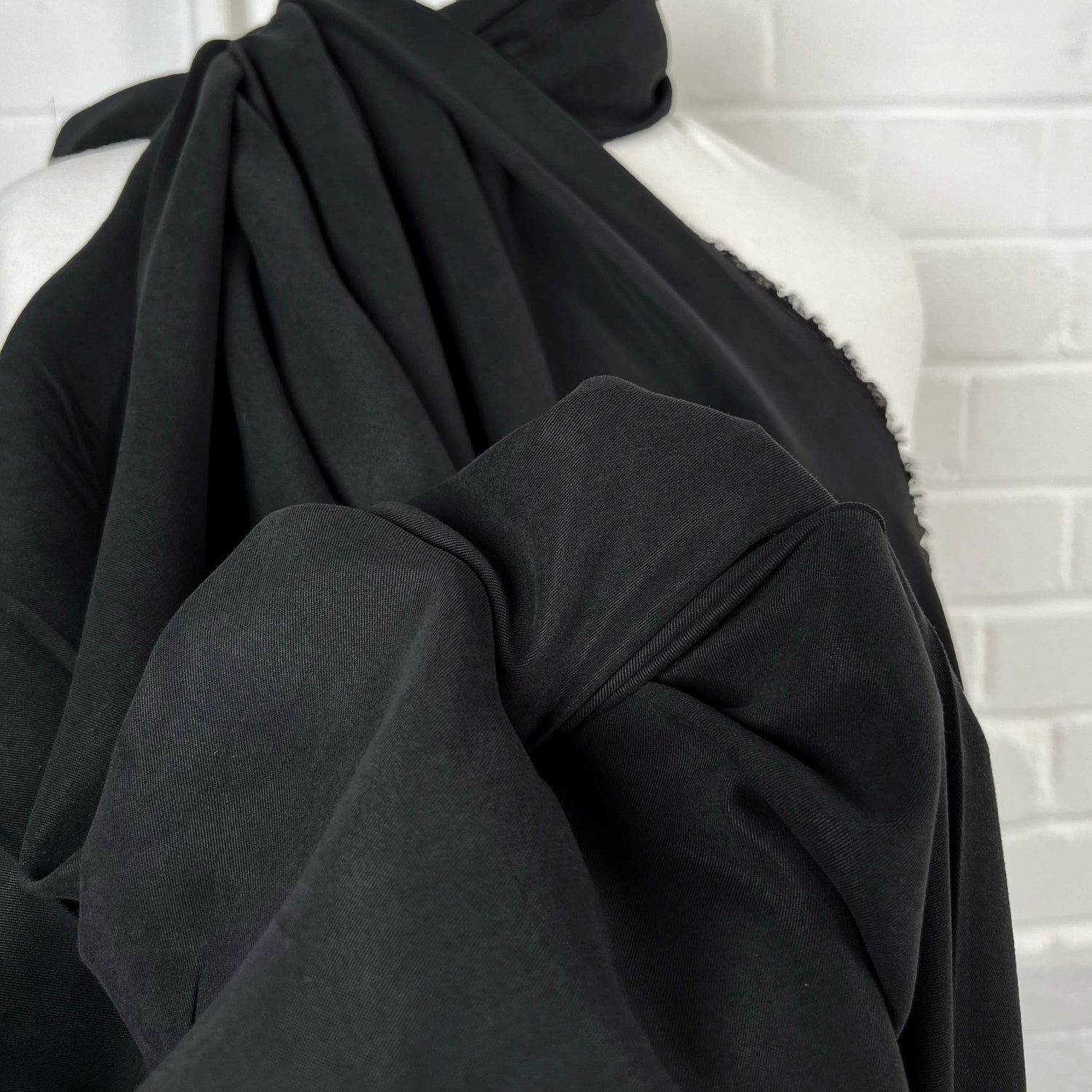 Tremendous Black Tencel Plain Woven Dress Fabric CU