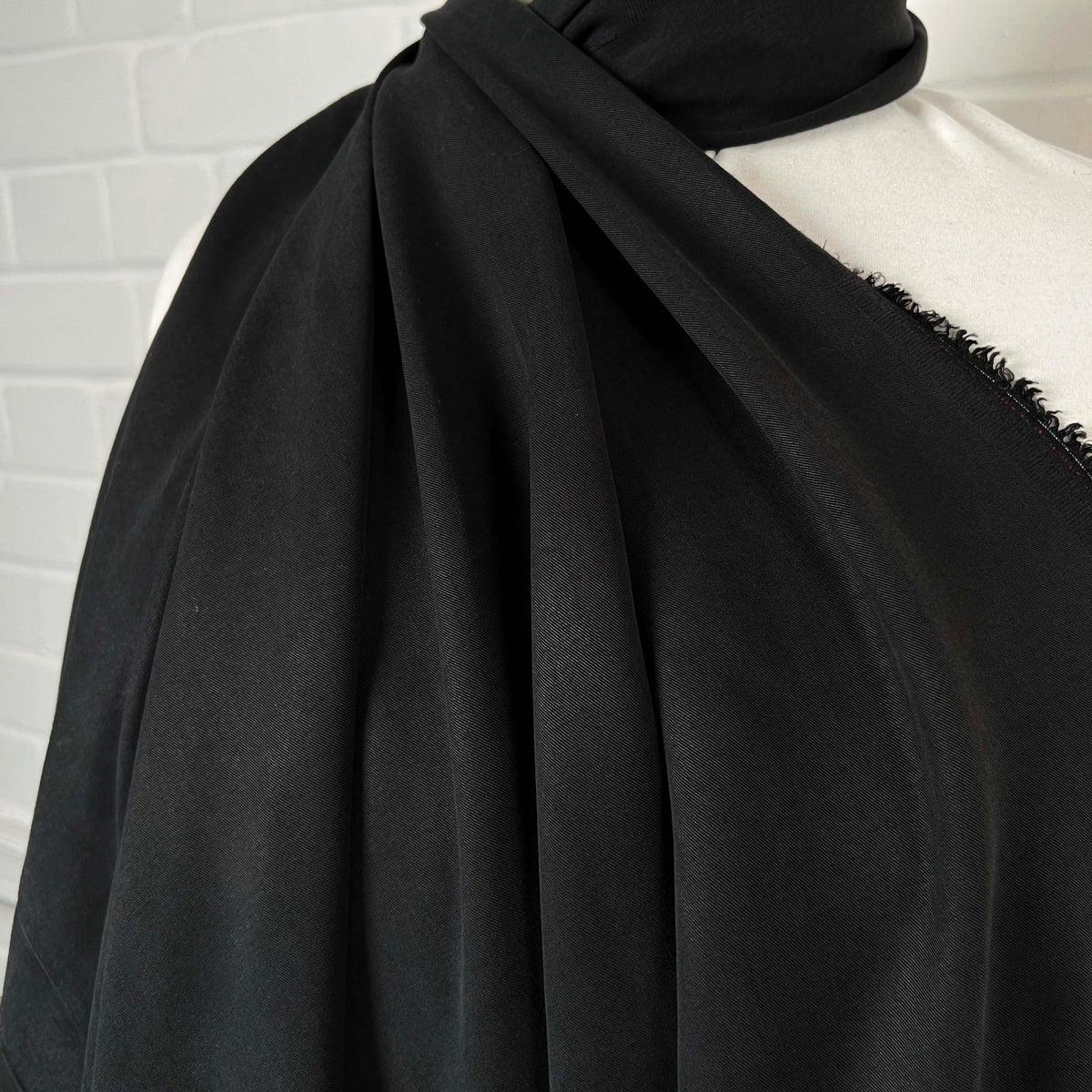 Tremendous Black Tencel Plain Woven Dress Fabric CU2