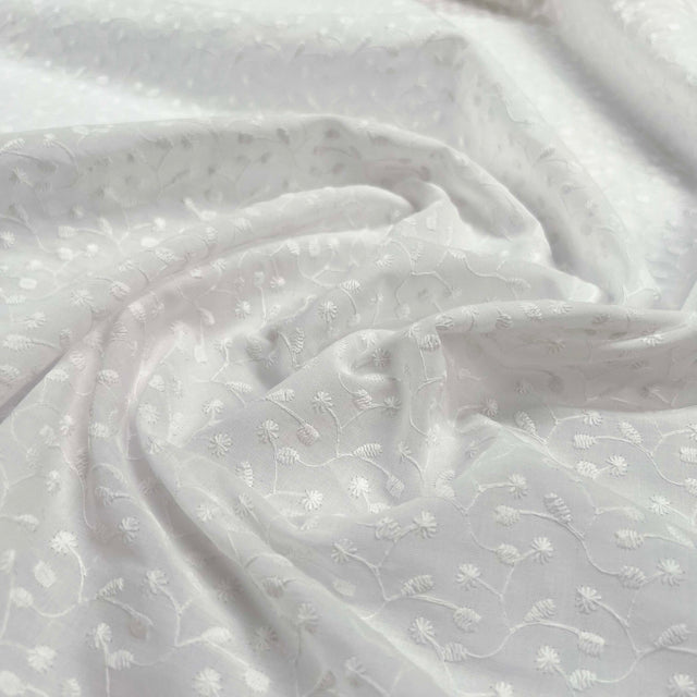 White Floral Embroidered Cotton Lawn Dress Fabric Twice as Nice CU