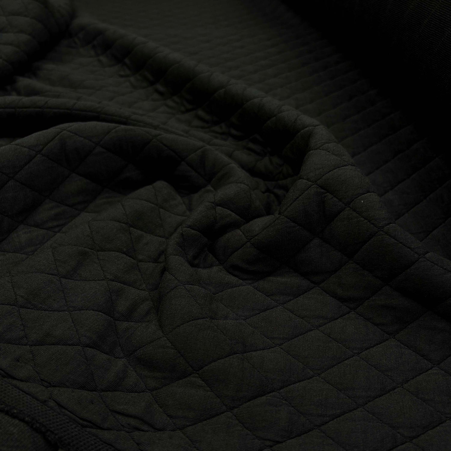 Urban Quilted Jersey Black Polyester Viscose Elastane Knitted Diamond Quilt Fabric CU