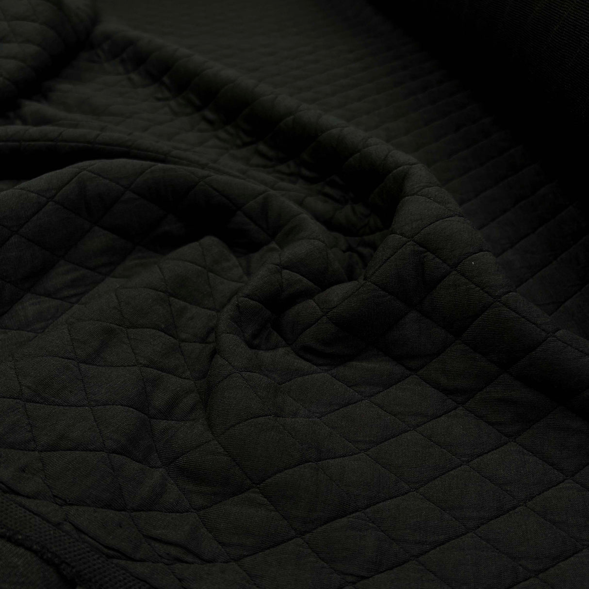 Urban Quilted Jersey Black Polyester Viscose Elastane Knitted Diamond Quilt Fabric CU