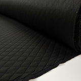 Urban Quilted Jersey Black Polyester Viscose Elastane Knitted Diamond Quilt Fabric Roll