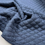 Urban Quilted Jersey Blue Polyester Viscose Elastane Knitted Diamond Quilt Fabric CU