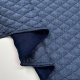 Urban Quilted Jersey Blue Polyester Viscose Elastane Knitted Diamond Quilt Fabric Fold