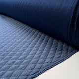 Urban Quilted Jersey Blue Polyester Viscose Elastane Knitted Diamond Quilt Fabric Roll