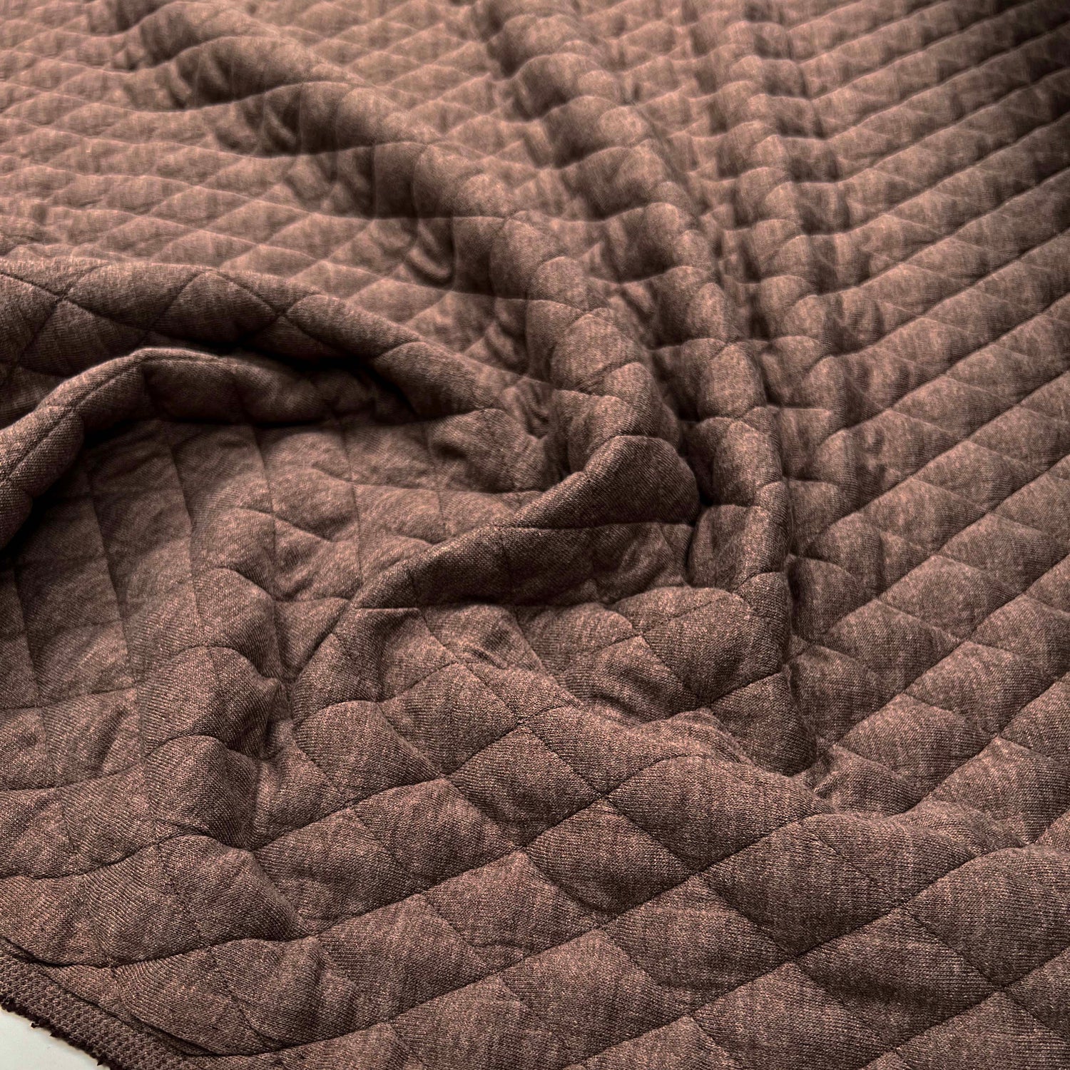 Urban Quilted Jersey Brown Polyester Viscose Elastane Knitted Diamond Quilt Fabric CU