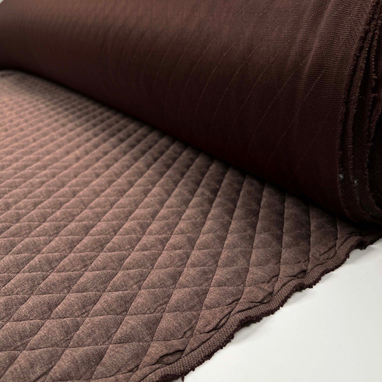 Urban Quilted Jersey Brown Polyester Viscose Elastane Knitted Diamond Quilt Fabric Roll