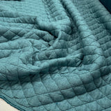 Urban Quilted Jersey Teal Polyester Viscose Elastane Knitted Diamond Quilt Fabric CU