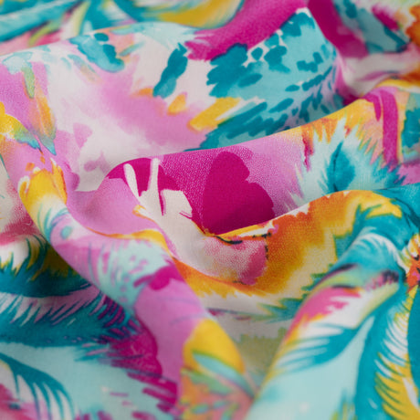 Viscose poplin - Paradise Palm - Fuchsia