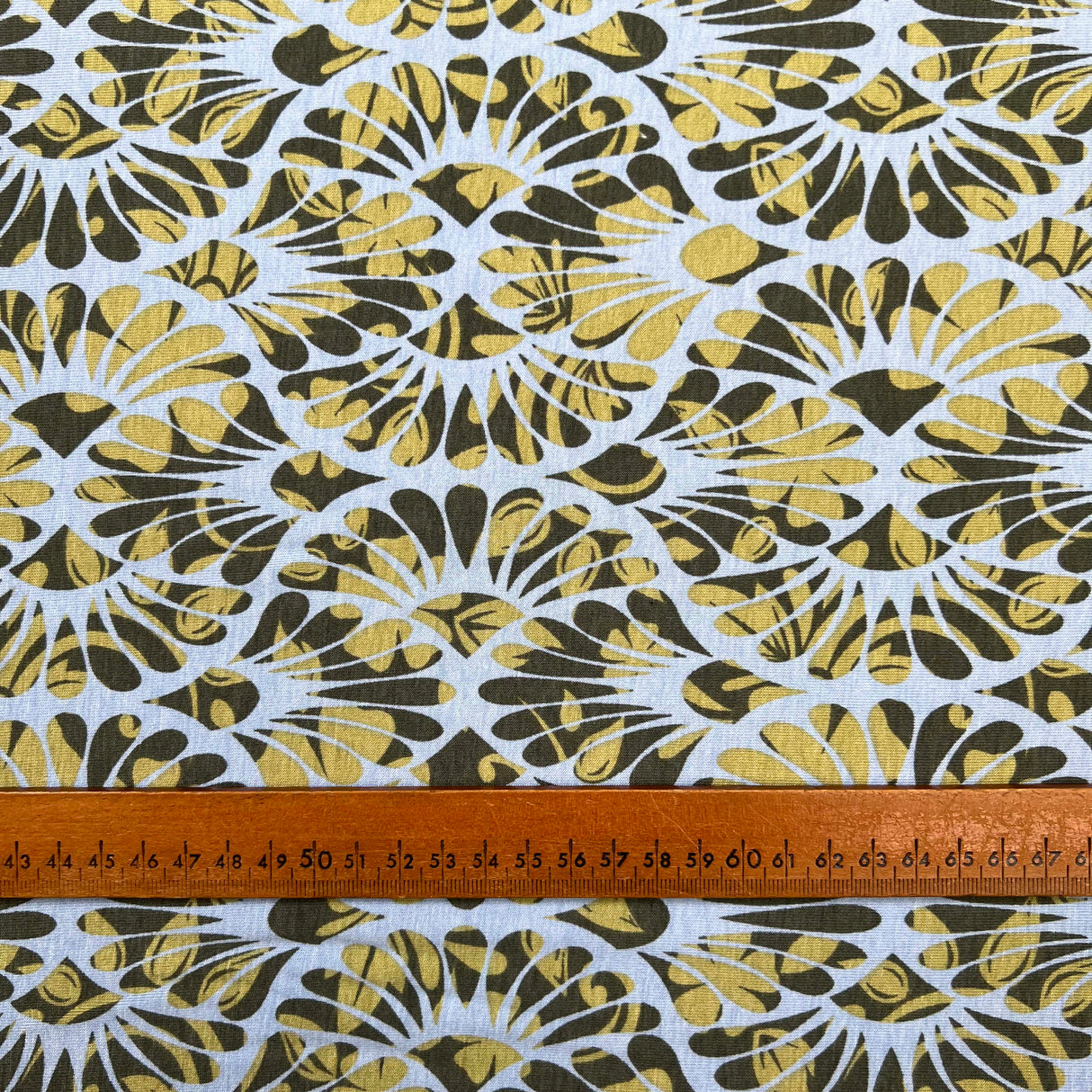 Viscose Jersey Flowerful Green Spandex Abstract Floral Knit Fabric Ruler