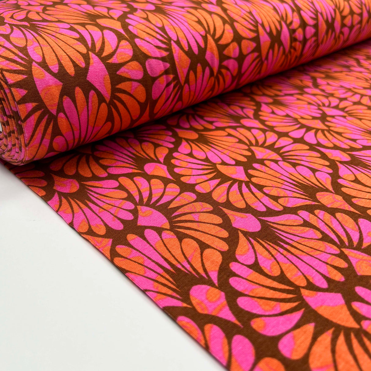 Viscose Jersey Flowerful Pink Spandex Abstract Floral Knit Fabric Bolt
