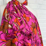 Viscose Jersey Pink And Powerful Retro Floral Fabric CU