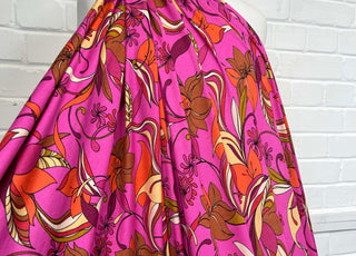 Viscose Jersey Pink And Powerful Retro Floral Fabric
