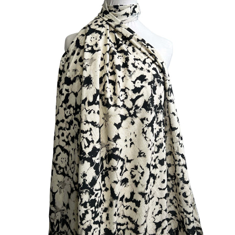 Viscose Linen Rorschach John Louden Black Cream Abstract Woven Dress Fabric Mannequin