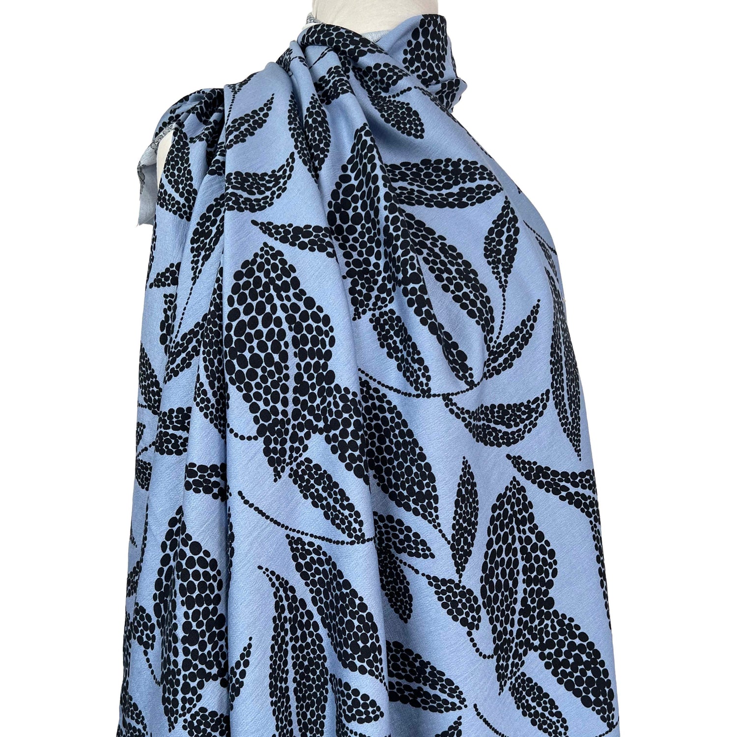 Viscose Morrocain Spot The Sky Blue Leaf Dress Fabric mannequin