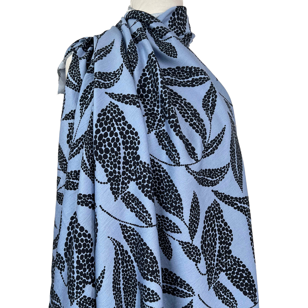 Viscose Morrocain Spot The Sky Blue Leaf Dress Fabric mannequin