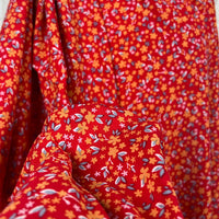 Viscose Poplin Floral Scatter - Red