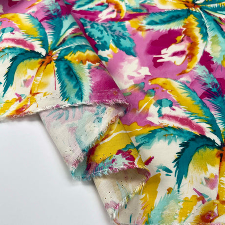 Viscose poplin - Paradise Palm - Fuchsia