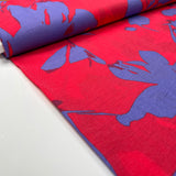 Viscose Twill - Leaves - Cerise