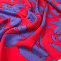 Viscose Twill - Leaves - Cerise