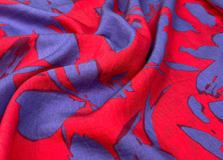 Viscose Twill Leaves Cerise Purple Nylon Oeko Tex Lightweight Woven Dress Fabric CU