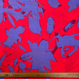 Viscose Twill - Leaves - Cerise
