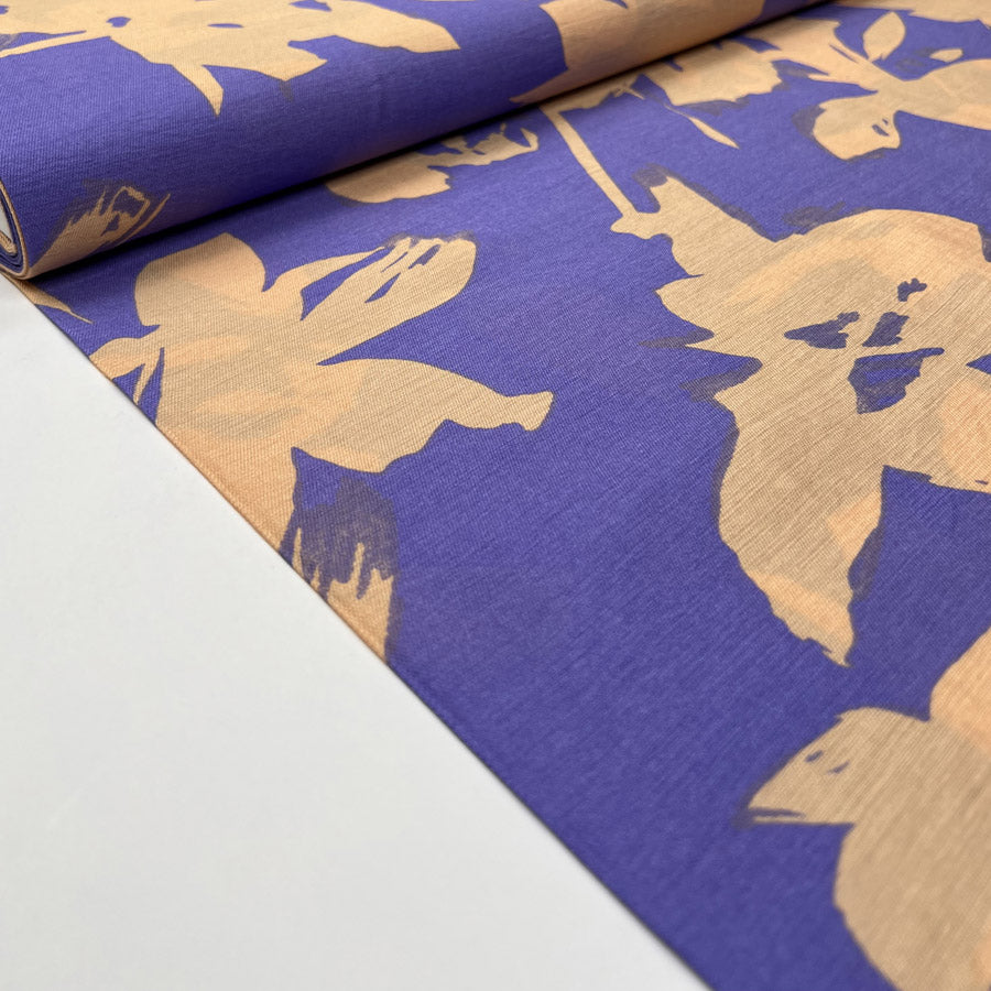 Viscose Twill - Leaves - Nude