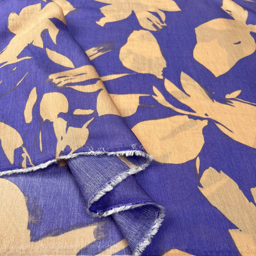 Viscose Twill - Leaves - Nude