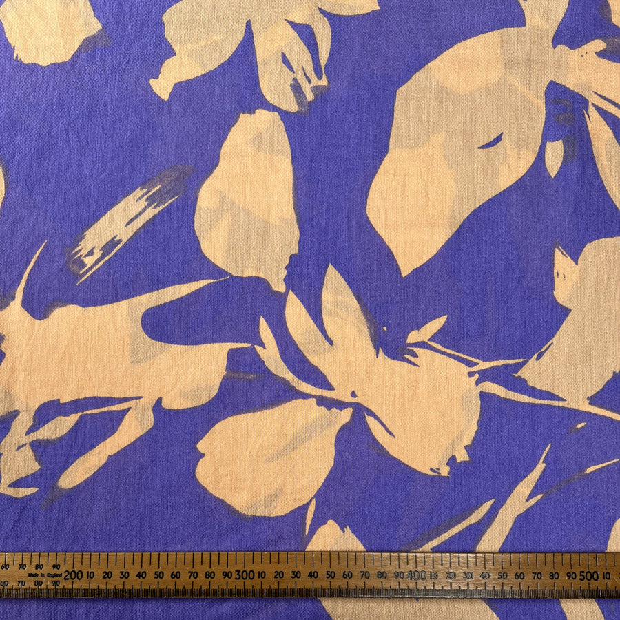 Viscose Twill - Leaves - Nude