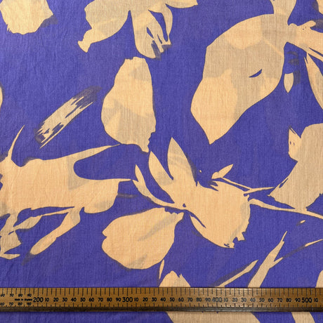 Viscose Twill - Leaves - Nude